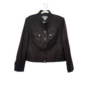 Talbots Petite Brown Made in Italy Wool Blend Mock Neck Jacket Women's 12P